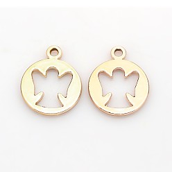 Golden Nickel Free & Lead Free Golden Alloy Pendants, Long-Lasting Plated, Flat Round, 20x16x1mm, Hole: 1mm