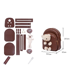 Кокосово-Коричневый Наборы для изготовления женских сумок через плечо из искусственной кожи с куклой-медведем «сделай сам», Вязание сумки на плечо крючком для начинающих., кокосового коричневый, 20.5x16.5x8.5 см