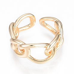 Настоящее золото 18K Латунная овальная открытая манжета для женщин, без никеля , реальный 18 k позолоченный, размер США 5 1/2 (16.1 мм)