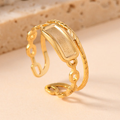 Золотой 201 открытые кольца манжеты из нержавеющей стали, прямоугольник с овальной цепью, золотые, внутренний диаметр: регулируемый