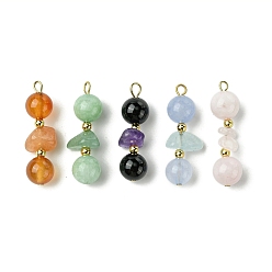 Смешанные камни Драгоценный камень подвески, круглые, 30x11x8.5 мм, отверстие : 2x2.5 мм, 5 шт / комплект