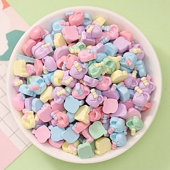 Lock Непрозрачные кабошоны из смолы, Мультяшные кабошоны цвета радуги, запирать, 12x12x6 мм