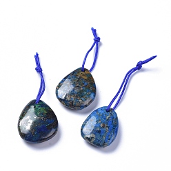 Chrysocolla and Lapis Lazuli Natural Chrysocolla and Lapis Lazuli Pendants, Teardrop, 26~29x19~22x7~8mm, Hole: 1.4mm