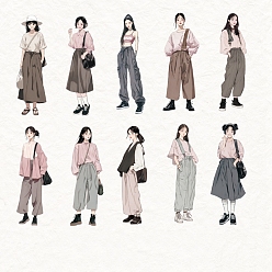 (52) Непрозрачная лаванда 10шт бумажные наклейки, самоклеящиеся наклейки, для скрапбукинга, поделки художественных промыслов, человек, разноцветные, 101~105x28~36x0.1 мм