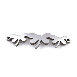 Stainless Steel Color Non-Tarnish 304 Stainless Steel Link Connectors, Laser Cut, Dragonfly, Stainless Steel Color, 8.5x30.5x1.5mm, Hole: 1mm
