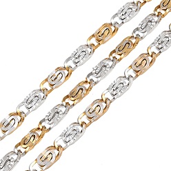 Золотой & Цвет Нержавеющей Стали Двухцветные 304 цепочки Lumachina из нержавеющей стали, ионное покрытие (ip), несварные, с катушкой, золотые и нержавеющая сталь цвет, 13.5x5.5x2 мм