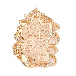 Light Gold Брошь из латуни с прозрачным фианитом, долговечный, стойки покрытие, золотой свет, 57x40.5 мм