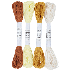 Mixed Color 4 Skeins 4 Colors 6-Ply Cotton Embroidery Floss, Cross Stitch Threads, Mixed Color, 1mm, about 21.87 yards(20m)/skein, 1 skein/color
