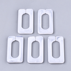 Белый Акриловые связей кольца, разъемы для быстрой связи, для изготовления поперечных цепей, Стиль имитация драгоценных камней, прямоугольные, белые, 43.5x23x4.5 мм, Внутренний диаметр: 30x12 мм, о 147 шт / 500 г