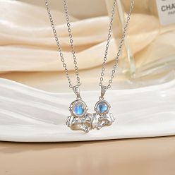 Другие 2шт. латунные магнитные подвески со смолой с 304 цепочкой из нержавеющей стали, платина, 17.72 дюйм (45 см)