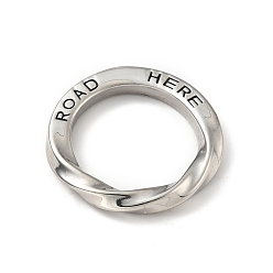 Stainless Steel Color Tarnish Resistant 304 Stainless Steel Linking Rings, Ring with Word ROAD HERE, Stainless Steel Color, 25x3mm