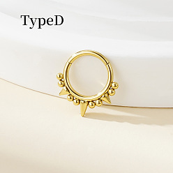 Золотой 316 хирургические кольца для носа из нержавеющей стали с шипами, конус, золотые, 8 мм, штифты : 1.2 мм