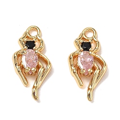 Настоящее золото 18K Латунные микро проложить кубического циркония подвески, без кадмия, без никеля и без свинца, паук, реальный 18 k позолоченный, 16x7.5x3 мм, отверстие : 1.4 мм