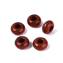 Красный Камень Натуральная красная яшма европейские бусины, гладкая рондель, бусины с большим отверстием, 10x4.5~5 мм, отверстие : 4 мм
