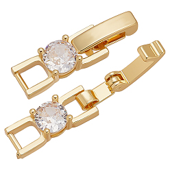 Настоящее золото 18K 10шт. стойка покрытие латунь микропаве прозрачный кубический цирконий складные застежки, долговечный, без свинца и без кадмия, прямоугольные, реальный 18 k позолоченный, 21.5x5.5x4 мм, отверстие : 3.5x3 мм