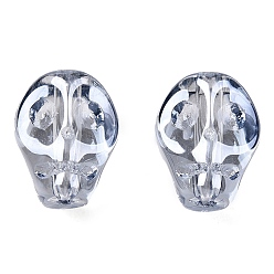 Светлый Стально-синий Стеклянные бусины с гальваническим покрытием , череп, светло-стальной синий, 10x8x7.5 мм, отверстие : 1 мм, около 65 шт / нитка, 25.59'' (65 см)