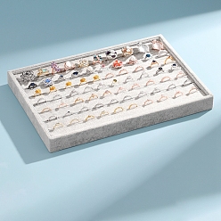 Серый Бархатные подносы для ювелирных изделий, органайзер для ювелирных изделий держатель для кольца, серьги, ожерелья, браслета, хранения, прямоугольные, серые, 35x24x3 см