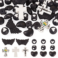 (52) Непрозрачная лаванда Бусины из пищевого экологически чистого силикона на религиозную тематику, разнообразные, разноцветные, 12~30x12~37.5x7.5~15 мм, отверстие : 2~3 мм, 36 шт / комплект