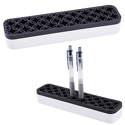 Black Multipurpose Silicone Storage Box, for Cosmetics Brush Holder, Pen Holder, Toothbrush Holder, Lipstick Holder, Rectangle, Black, 21.1x5.2x3.25cm