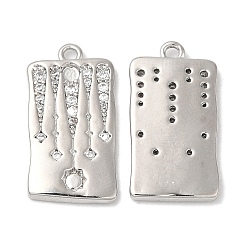 Платинированный Латунные микро проложить кубического циркония подвески, без никеля , прямоугольные, Реальная платина, 19x10x2 мм, отверстие : 1.2 мм