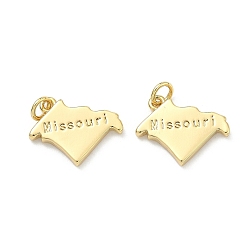 Настоящее золото 18K Латунные подвески, самородки со словом «Миссури» (очарование), долговечный, стойки покрытие, без свинца и без кадмия, реальный 18 k позолоченный, 15x18x2.5 мм, Перейти кольцо: 5x1 мм, 3 мм внутренним диаметром