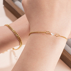 Золотой 2 шт. 2 стиль: изящный 201 браслеты из нержавеющей стали с звеньями, украшенные стразами, сердце, золотые, 7.09 дюйм (18 см)