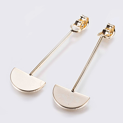 Real 18K Gold Plated Brass Ear Nuts, Friction Earring Backs for Stud Earrings, Long-Lasting Plated, Half Round, Nickel Free, Real 18K Gold Plated, 39.5x13x1mm, Hole: 0.8mm, Pendant: 36.5x13x1mm