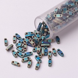 (QTL2008) Metallic Matte Patina Iris Green MIYUKI Quarter TILA Beads, Japanese Seed Beads, 2-Hole, (QTL2008) Metallic Matte Patina Iris Green, 5x1.2x1.9mm, Hole: 0.8mm, about 24000pcs/500g