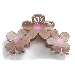Rosy Brown PVC Plastic Claw Hair Clips, Flower, Rosy Brown, 93x53mm