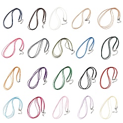 (52) Непрозрачная лаванда 1мм вощеный шнур 5-образное ожерелье, с латунными выводами и 304 застежками из лобстера из нержавеющей стали, платины и нержавеющая сталь цвет, разноцветные, 18.90 дюйм (48 см)