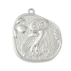 Нержавеющая Сталь Цвет 304 старинные монеты-кулоны в виде совы из нержавеющей стали, не тускнеет, цвет нержавеющей стали, 33x28x2 мм, отверстие : 2 мм