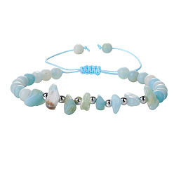 Амазонит Натуральный амазонит круглые бусины и чипсы плетеные браслеты из бисера для женщин и мужчин, внутренний диаметр: 5/8 дюйм (1.5 см) ~ 1-1/8 дюйм (3 см)