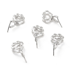 Platinum Anti-Tarnish Rhodium Plated 925 Sterling Silver Ice Pick Pinch Bails, Hollow Frog, Platinum, 13x8mm, Hole: 4.5x6mm, Inner Diameter: 3mm, Pin: 0.5mm