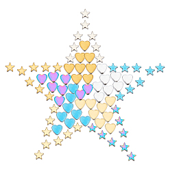 Rainbow Plated Electroplate Non-magnetic Synthetic Hematite Beads, Star & Heart, Multi-color Plated, 120pcs/box