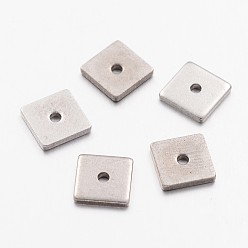 Stainless Steel Color 304 Stainless Steel Spacer Beads, Square, Stainless Steel Color, 6x6x1mm, Hole: 0.5mm