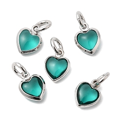 Бирюза Кулон из циркония, сердце прелести, без кадмия и без свинца, стойки покрытие, долговечный, с целью перехода в кольце, платина, бирюзовые, 9x7x3.5 мм, отверстие : 3 мм