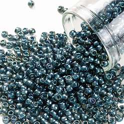 (1852) Denim Blue Lined Crystal Rainbow Toho runde Rocailles, japanische Rocailles, (1852) Denim blau gefütterter Kristallregenbogen, 8/0, 3 mm, Bohrung: 1 mm, über 222pcs / Flasche, 10 g / Flasche