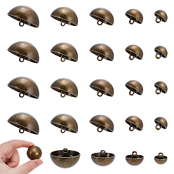 Античная Бронза 25шт 5 стиль 1-отверстие пуговицы из сплава на хвостовике, полукруглый, античная бронза, 12~27x10~17 мм, отверстие : 2 мм, 5 шт / стиль