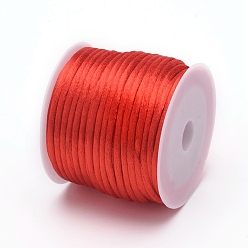 Red Nylon Cord, Satin Rattail Cord, for Beading Jewelry Making, Chinese Knotting, Red, 1.5mm, about 16.4 yards(15m)/roll