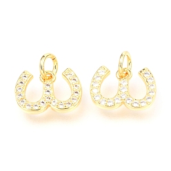 Letter W Messing Mikro ebnen Zirkonia Charme, mit Ringe springen, cadmiumfrei und bleifrei, griechisches Alphabet, echt 18 k vergoldet, letter.w, 12x8.5x1.85 mm, Sprungring: 5x0.9 mm, Bohrung: 3.2 mm