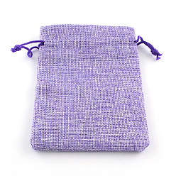Medium Purple Polyester Imitation Burlap Packing Pouches Drawstring Bags, for Christmas, Wedding Party and DIY Craft Packing, Medium Purple, 9x7cm
