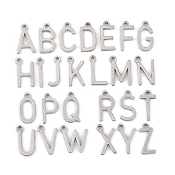 Нержавеющая Сталь Цвет 26 шт. 304 наборы подвесок из нержавеющей стали, Письмо ~ Z, цвет нержавеющей стали, 7~8x1.5~7x1 мм, отверстие : 0.9 мм, 1 шт / стиль