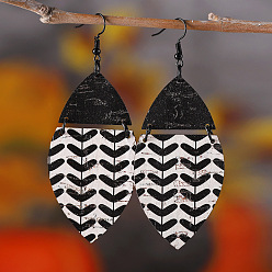 Oval Деревянные серьги с подвесками в богемном стиле, нержавеющей стали, украшения для женщин, чёрные, овальные, 90x37 мм