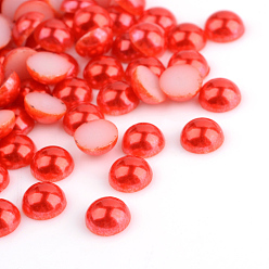 Red ABS Plastic Cabochons, Imitation Pearl, Half Round, Red, 3x1.5mm, about 10000pcs/bag