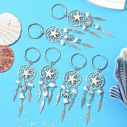 Античный Серебристый & Платиновый Брелок из сплава магнезита синтетический бирюзовый, с железными разъемными кольцами для ключей и фурнитурой из сплава, старинное серебро и платина, 114 мм