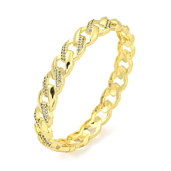 Golden Twisted Brass Micro Pave Clear Cubic Zirconia Hinged Bangles for Women, Golden, Inner Diameter: 2 x 2-3/8 inch(5.1x6cm), 9.5mm