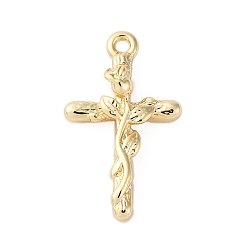 Настоящее золото 18K Латунь прелести, без кадмия, без никеля и без свинца, крестик, реальный 18 k позолоченный, 11x9.5x3 мм, отверстие : 1 мм