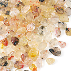 (932FM) Темно-синий аква-матовый с подкладкой 50g прозрачные акриловые бусины, самородки, два тона, темно-золотистые, 10~14.5x7~11x4.5~6 мм, отверстие : 1.4 мм