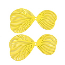 Желтый Распыленные окрашенные железные подвески, бантом, желтые, 28x50x0.5 мм, отверстие : 1.8 мм