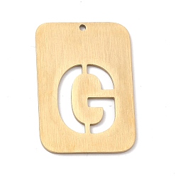 Letter G Ionenbeschichtung (IP) 304 Edelstahlanhänger, Rechteck mit Alphabet, hohl, letter.g, 32x22x1 mm, Bohrung: 1.5 mm